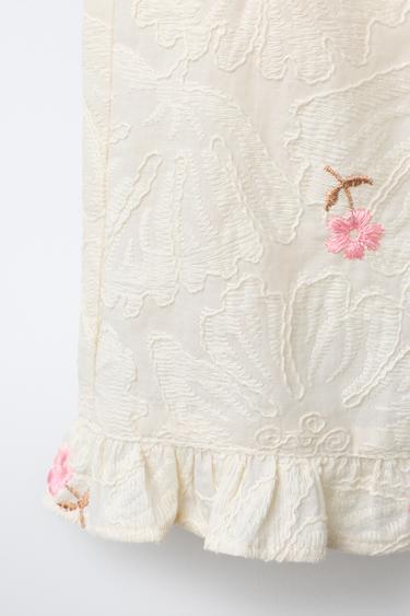 PANTALON À FLEURS BRODÉES - Écru de Zara - Image 3