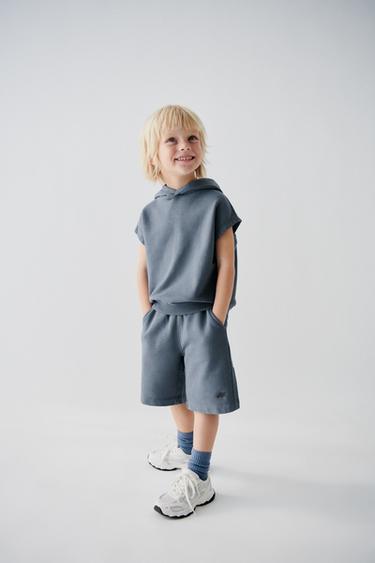 Zara HOODED LOGO VEST - Blue - Image 0