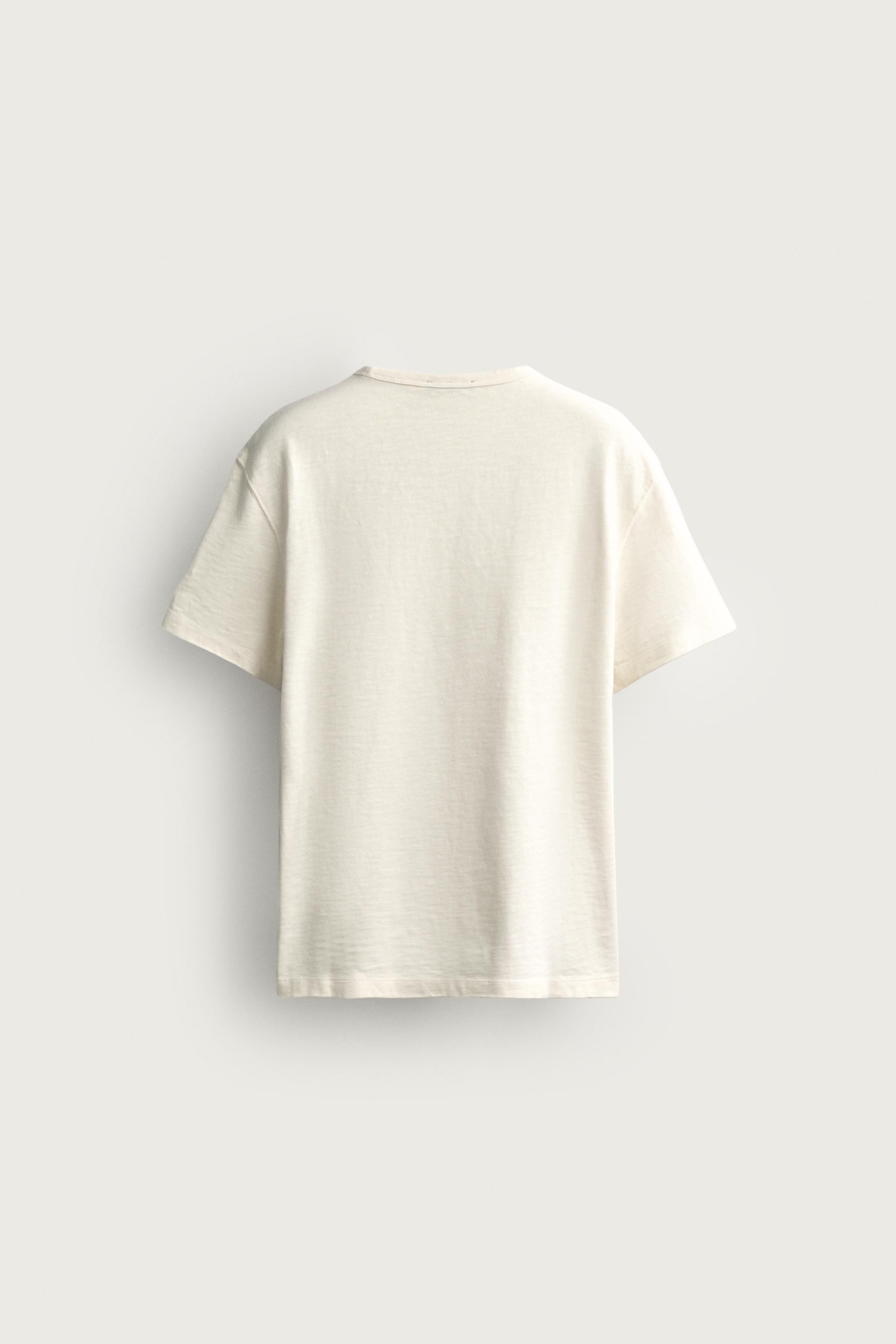 Zara KISA KOLLU REGULAR FIT T-SHIRT görsel 7