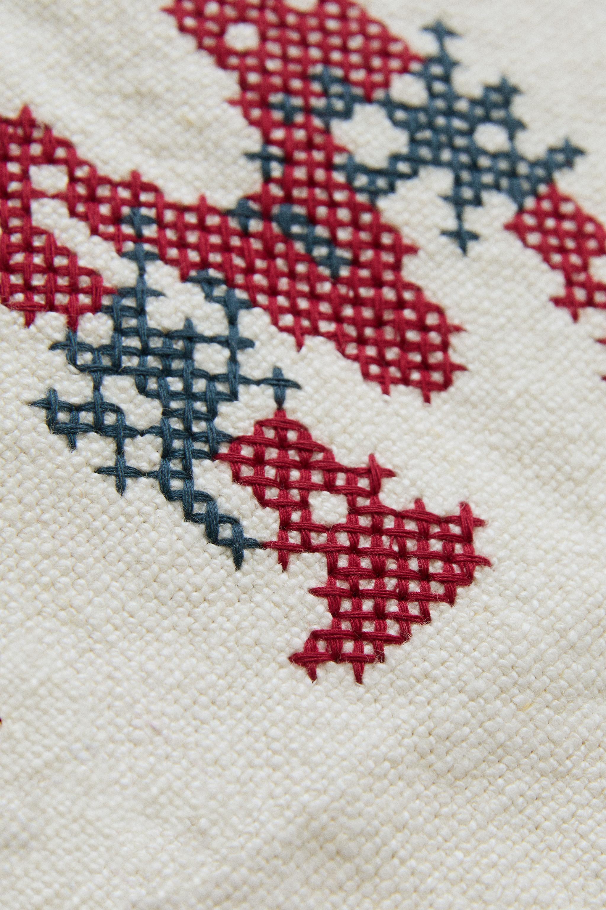 LETTER M EMBROIDERED LINEN CUSHION