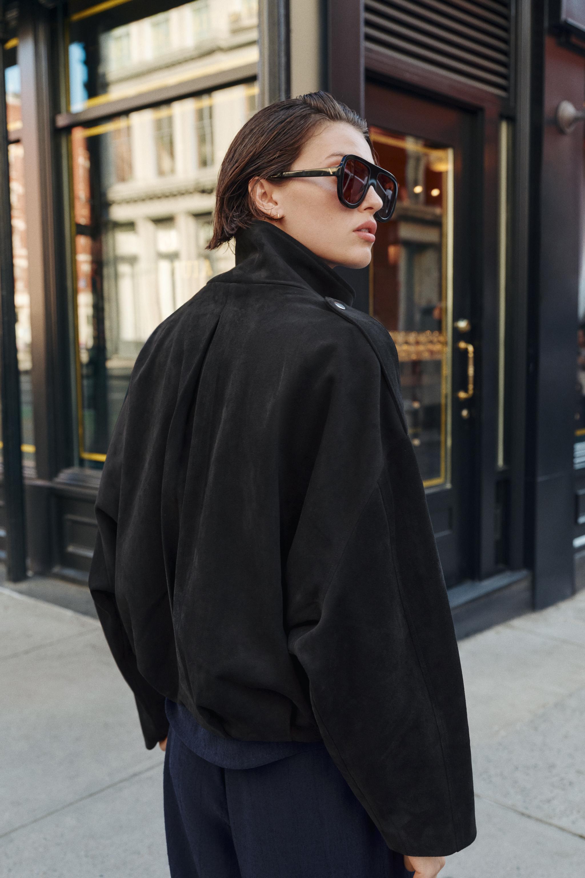 Zara Suni Süet Bomber Ceket görsel 5