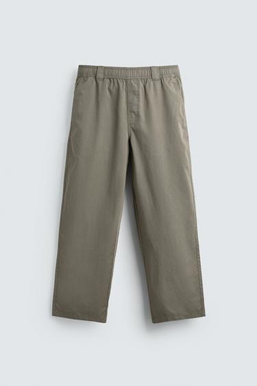 QUẦN ỐNG SUÔNG VẢI COTTON - Màu vàng kaki nhạt từ Zara