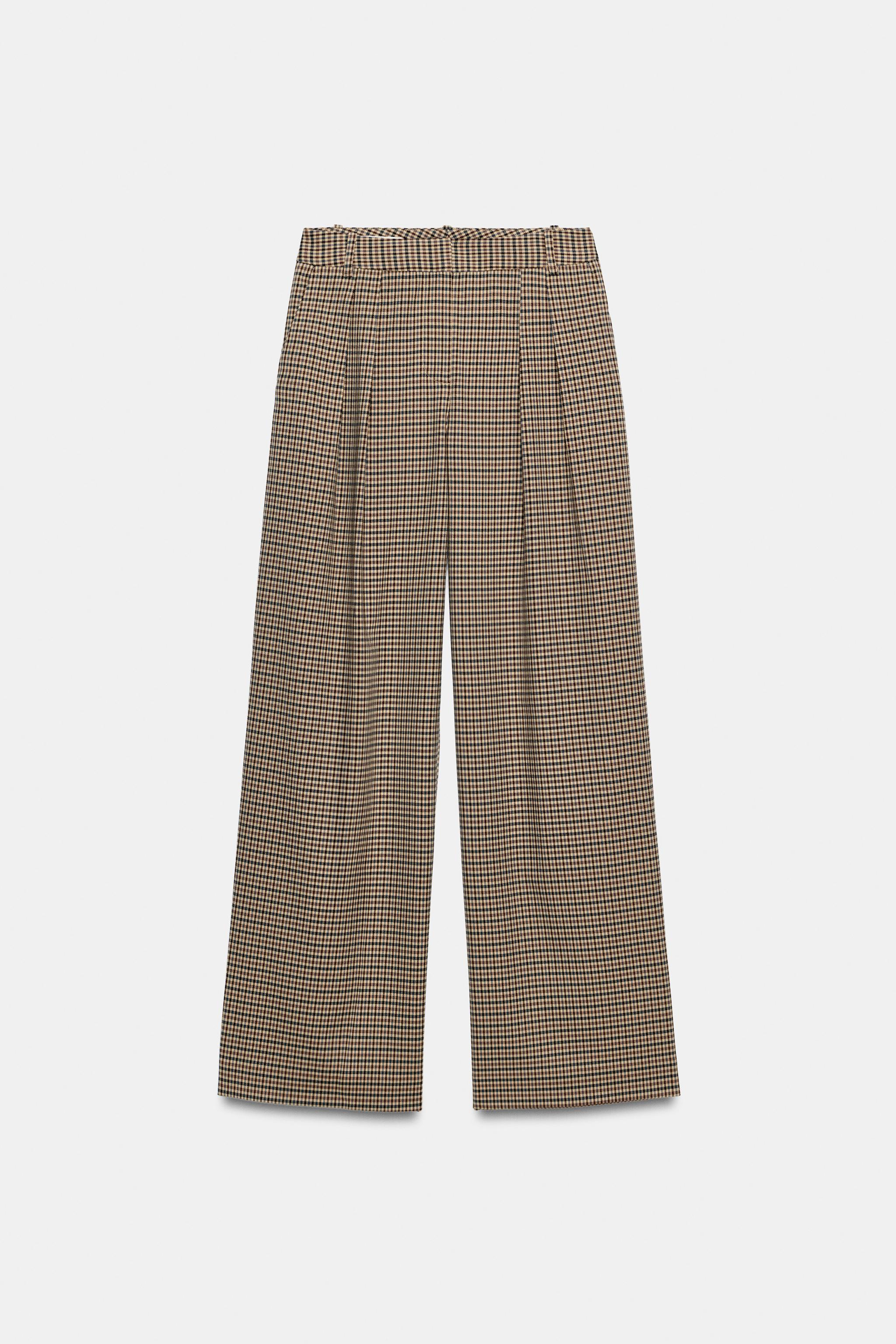 WIDE-LEG PLAID PANTS