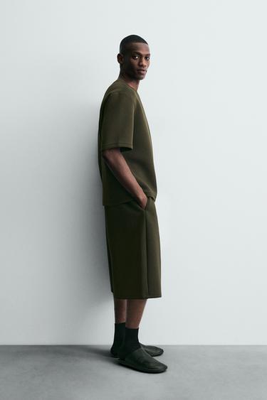 NEOPRENE-EFFECT SWEATSHIRT WITH STUD - Dark green by Zara - Image 3