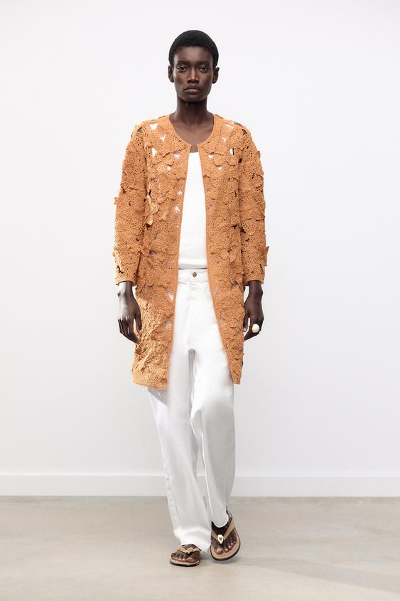 ROZPÍNACÍ KABÁT S MAKRAMÉ - Oranžová od Zara - Obrázek 0