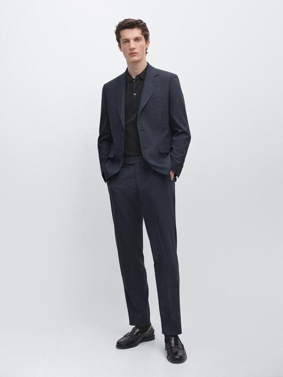 Cool wool blend check suit trousers from Zara - $200