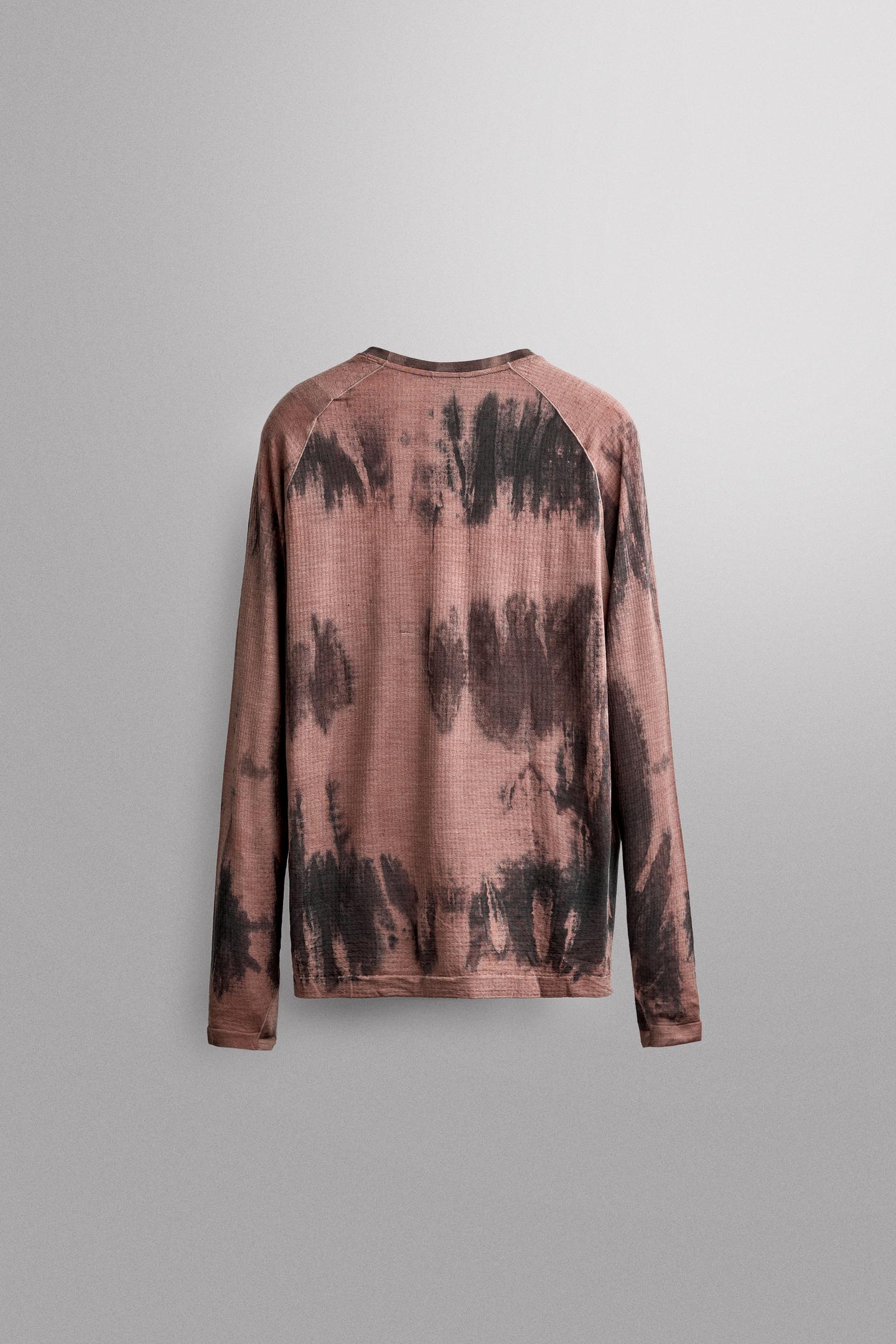 Мужская футболка Zara Technical Wool-Blend Graphic, цвет: Pinks — фото 7