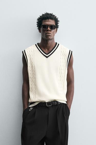 TEXTURED KNIT WAISTCOAT - Oyster-white by Zara
