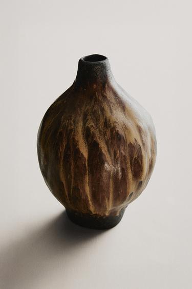 Zara IRREGULAR CERAMIC VASE - Dark yellow