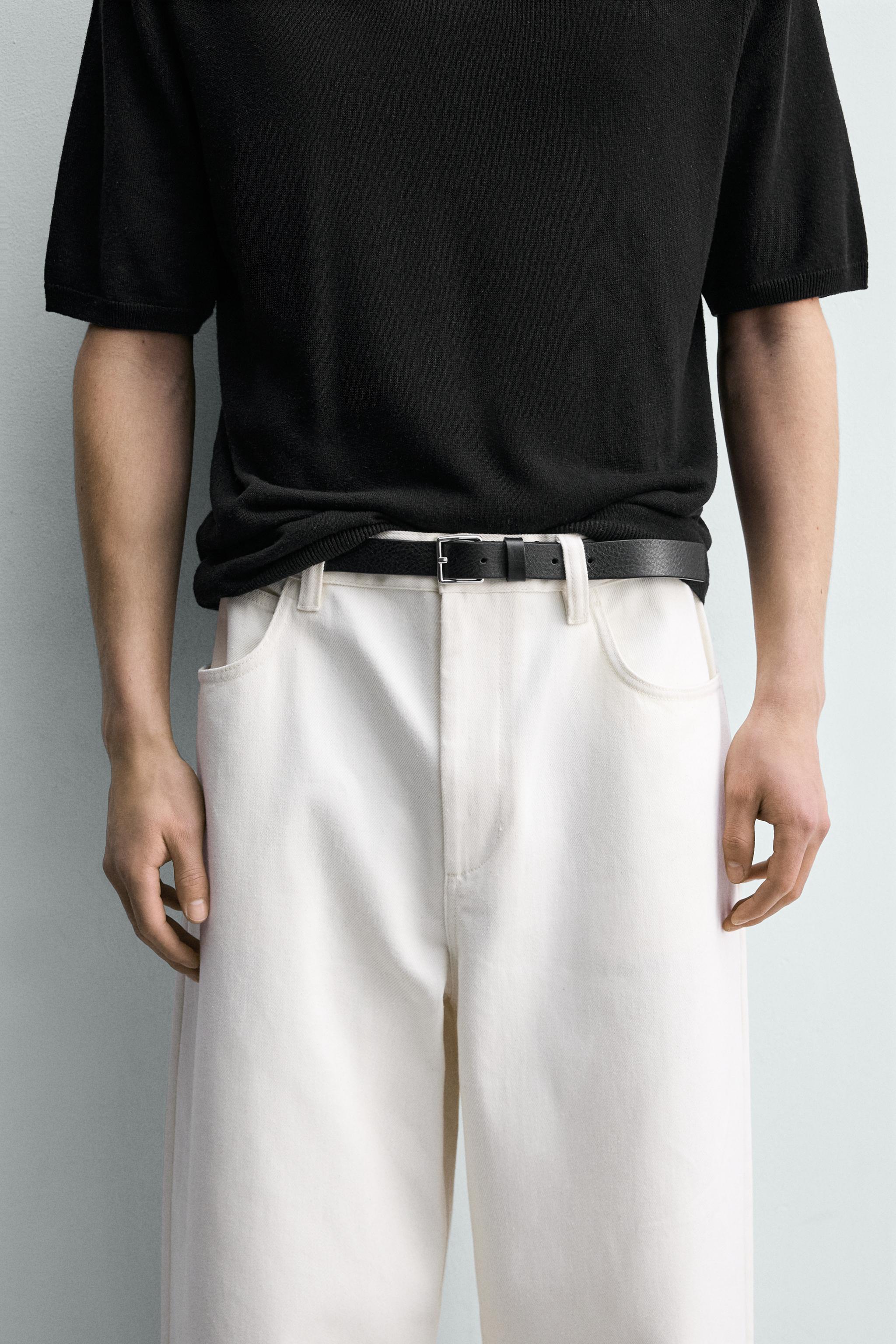 EMBOSSED LEATHER BELT - Black | ZARA United States