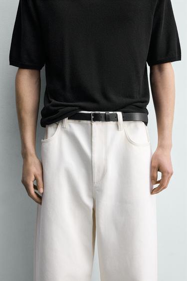 CEINTURE EN CUIR GRAVÉ - Noir de Zara - Image 0