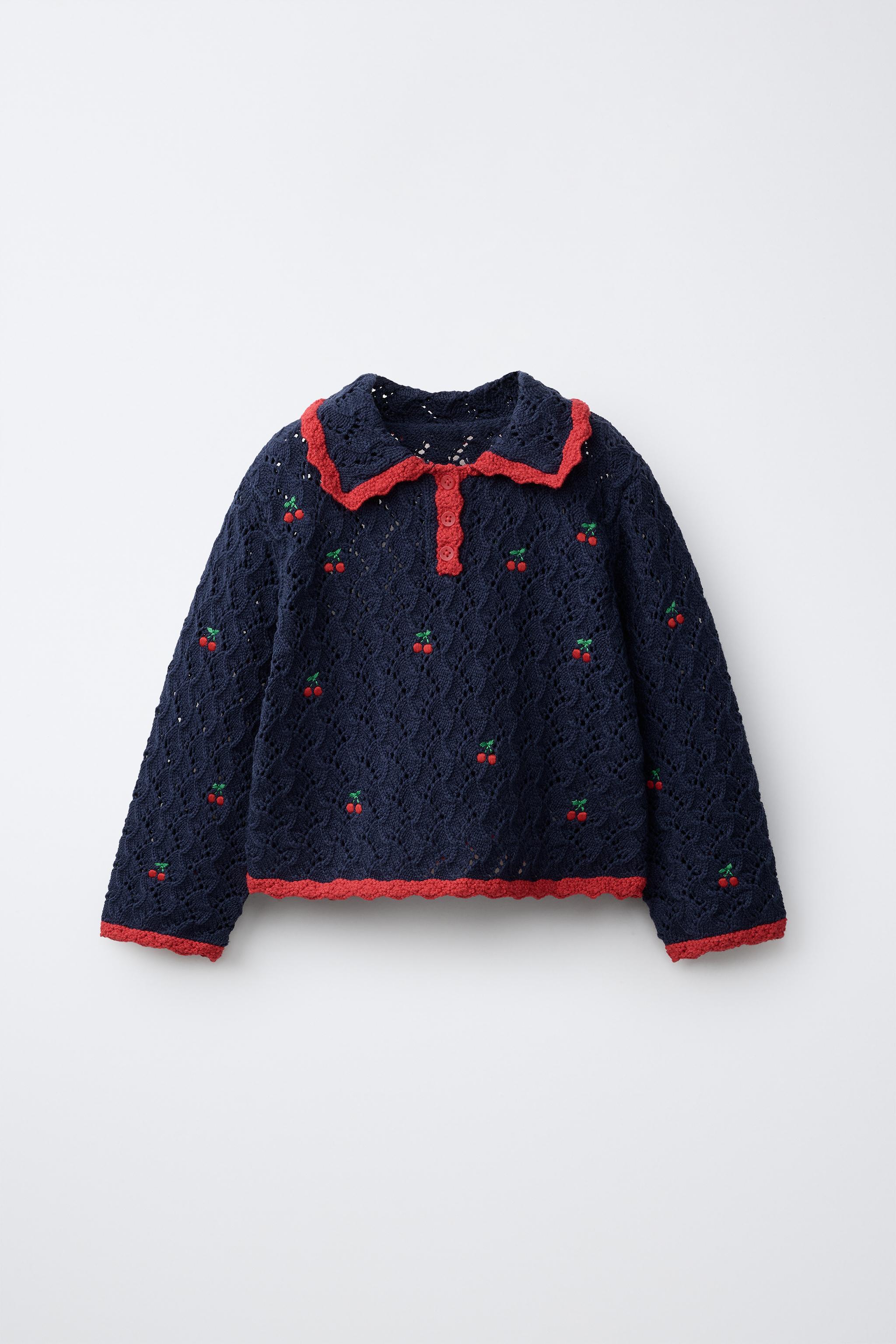 POLO EN MAILLE AJOURÉE À CERISES