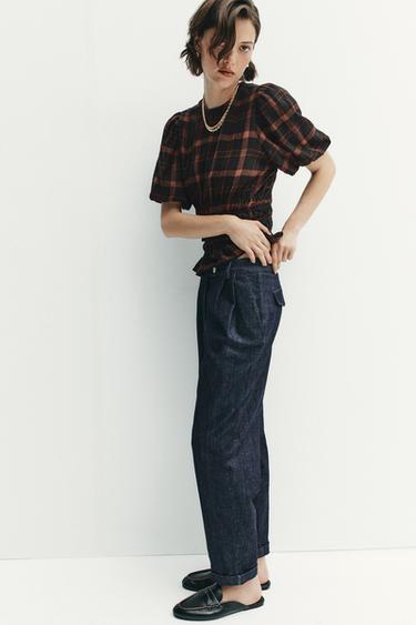 PANTALÓN CHINO VUELTA - Azul de Zara