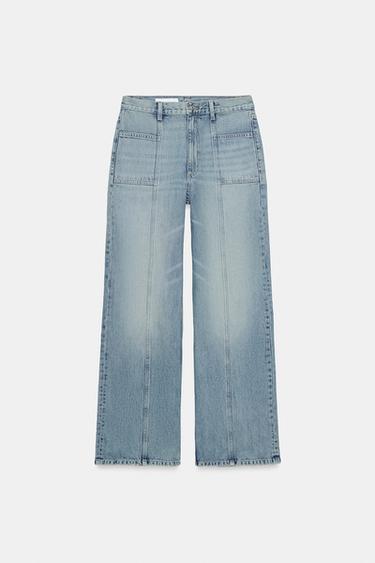 HIGH-WAIST JEANS WITH FRONT SEAM - Light blue by Zara