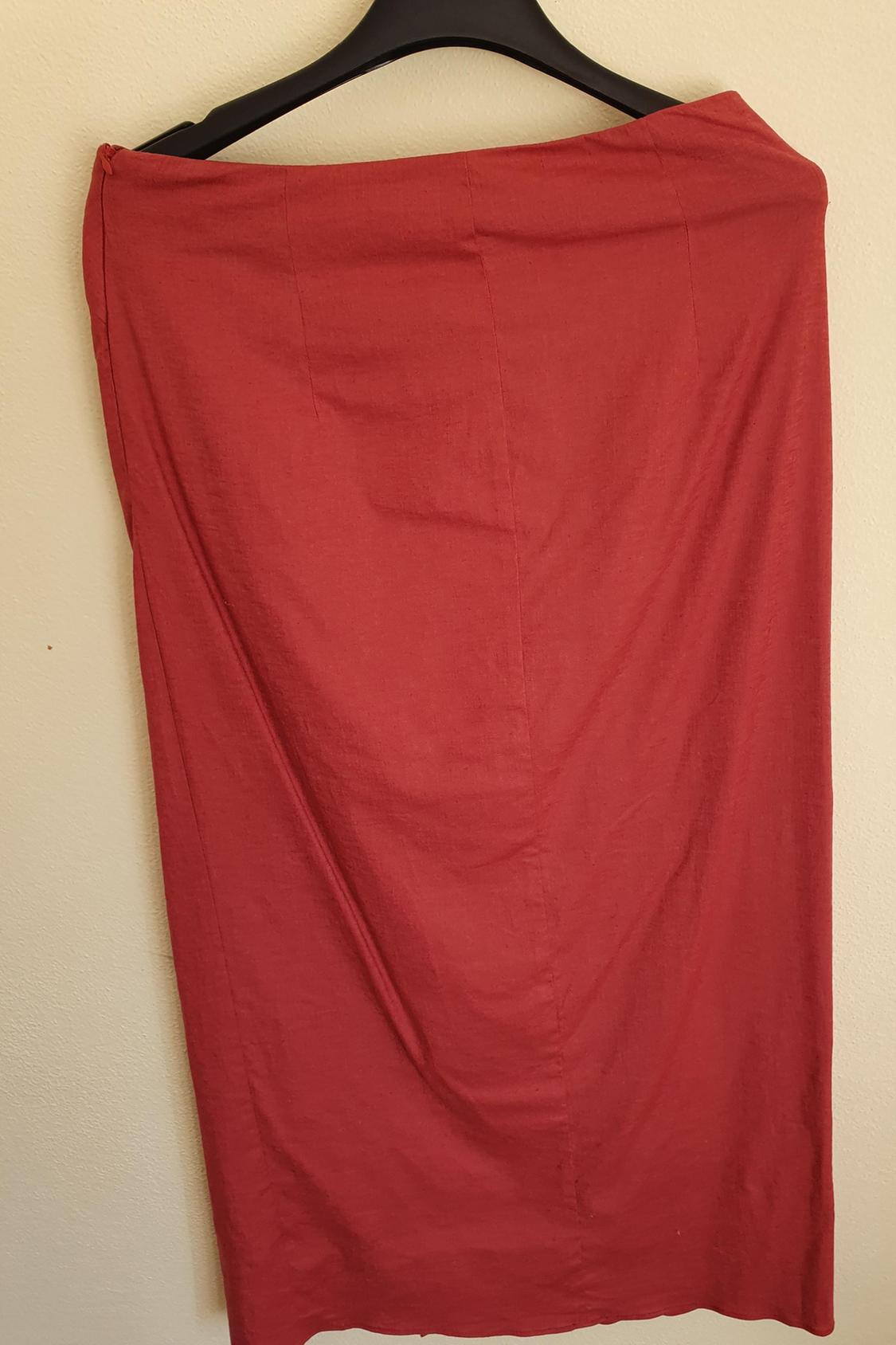 LINEN BLEND KNOTTED MIDI SKIRT