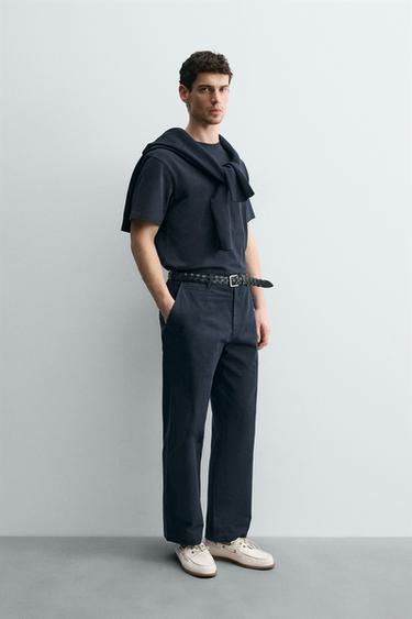 PANTALON CHINO STRAIGHT FIT - Bleu marine de Zara