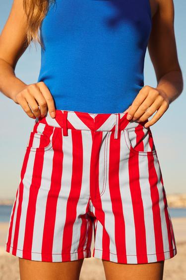 Zara STRIPED SHORTS - Multicolored