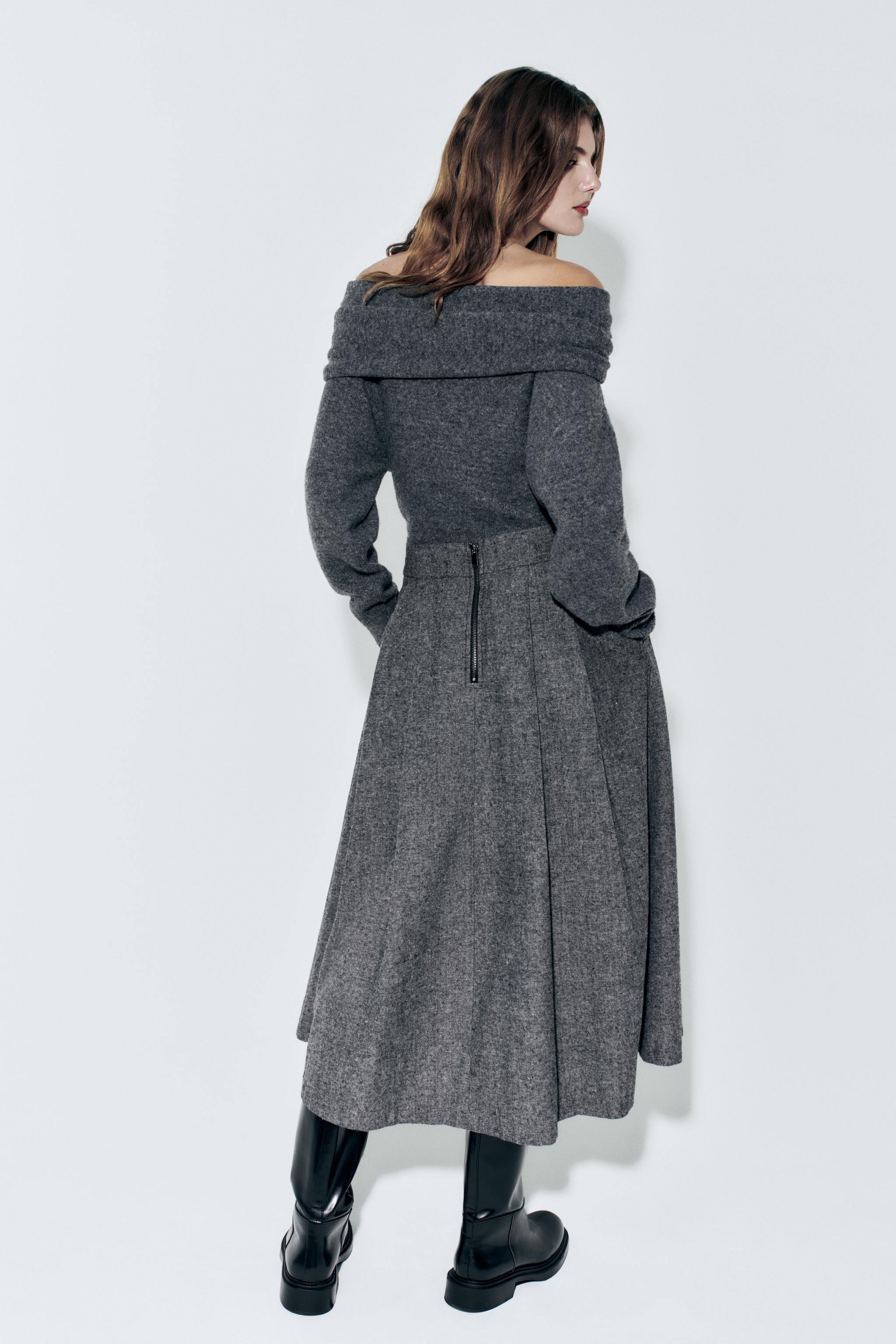 FALDA CAPA ZW COLLECTION - Gris | ZARA Chile