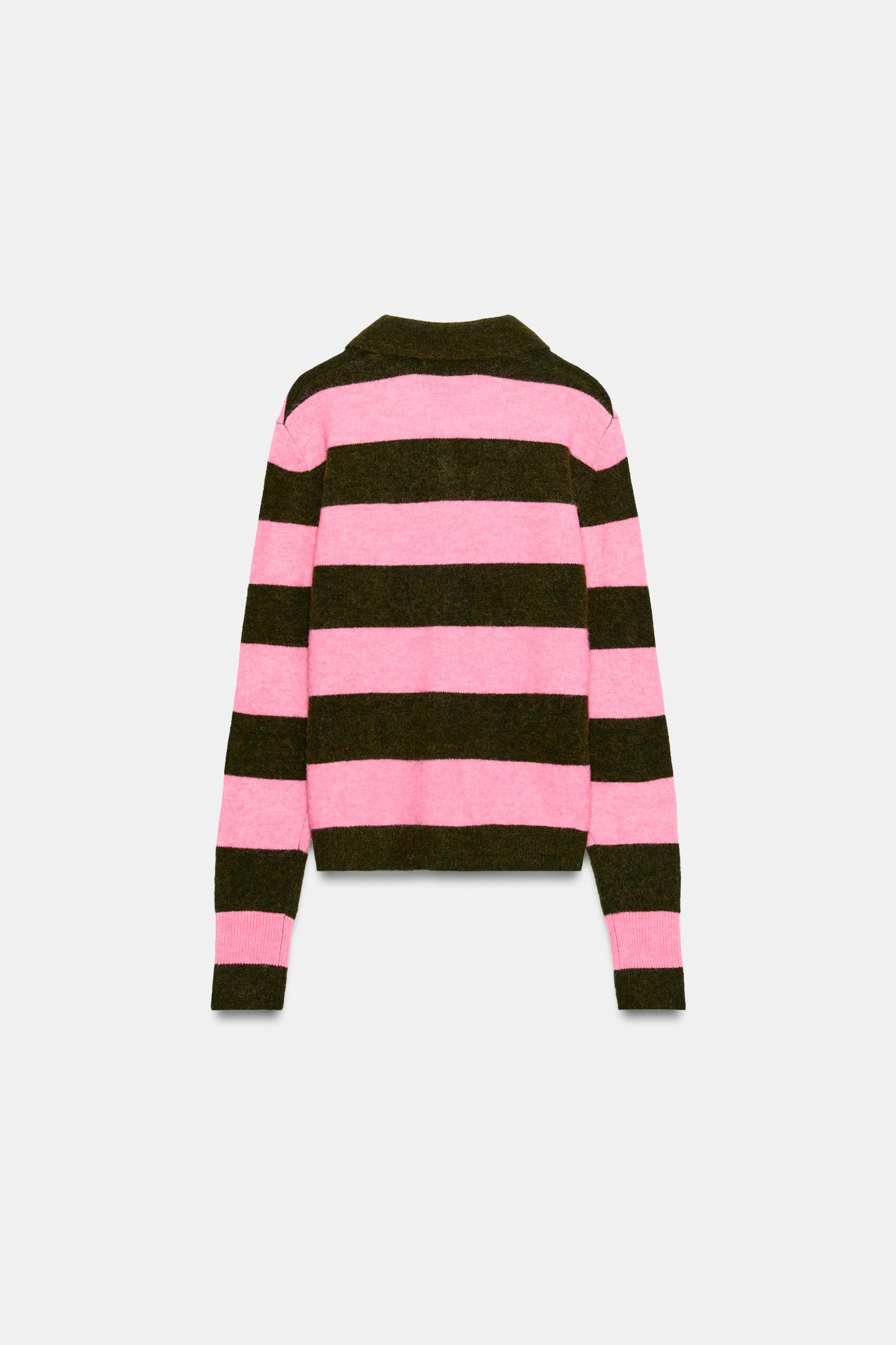 STRIPED KNIT POLO JACKET