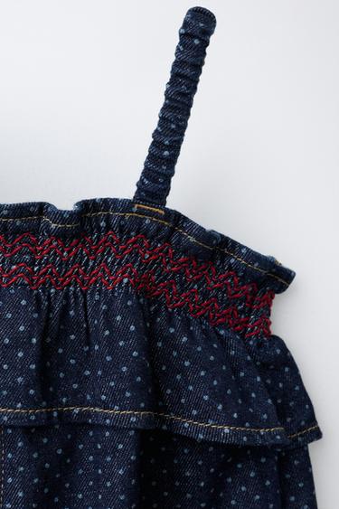 LONG POLKA DOT DUNGAREES - Blue by Zara - Image 2