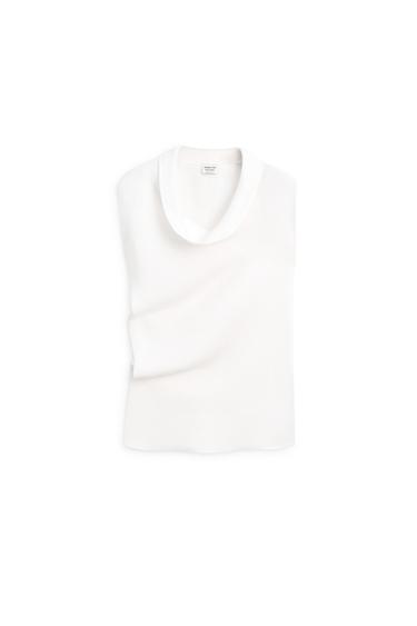 Top asimétrico cuello drapeado 100% lino - LIMITED EDITION - Blanco de Zara