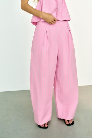 TOP HALTER POPELINE RAYURES - Rose / Blanc de Zara - Image 5