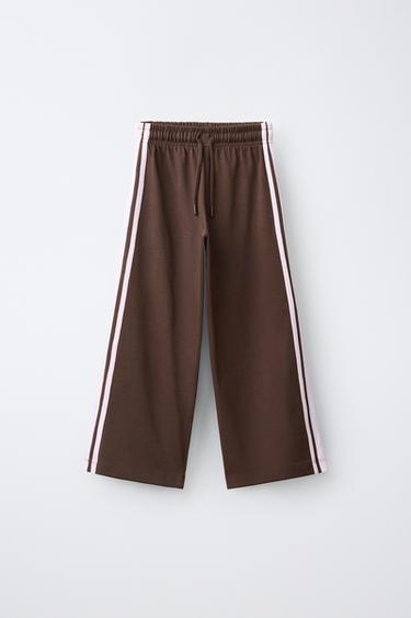 WIDE-LEG TROUSERS WITH STRIPES - Brown by Zara