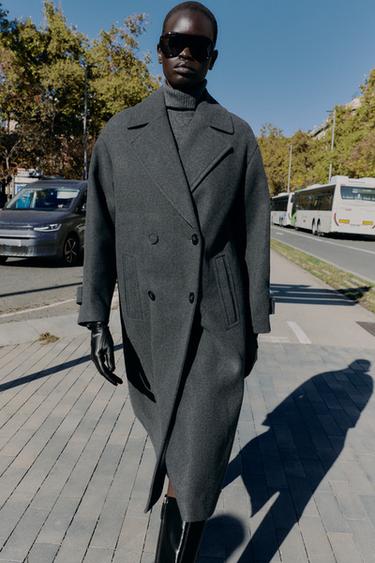 ПАЛЬТО ОВЕРСАЙЗ ИЗ МЯГКОЙ ТКАНИ — СЕРЫЙ от Zara