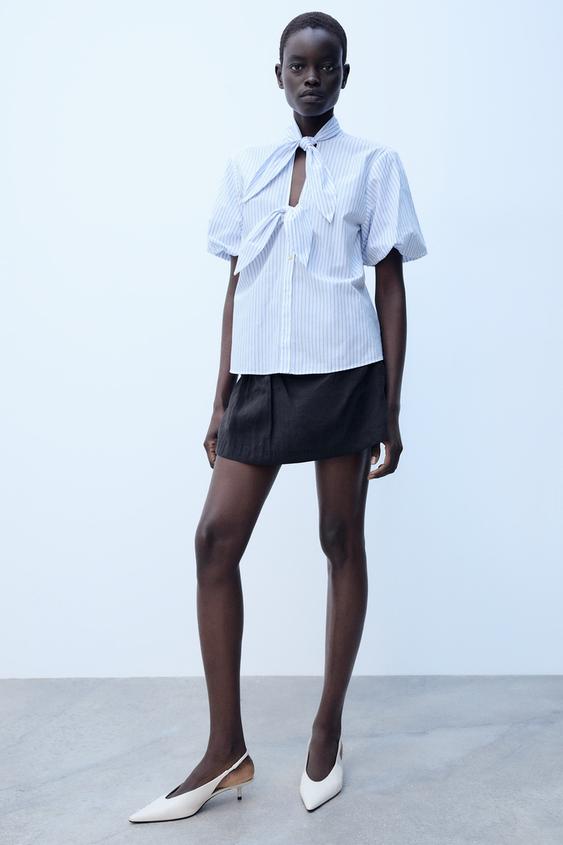 FALDA PANTALÓN DRAPEADA - Marino de Zara - Imagen 0