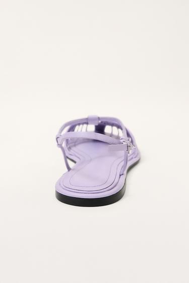 LIMITED EDITION BRAIDED LEATHER CAGE SANDALS - Mauve Purple by Zara - Image 4