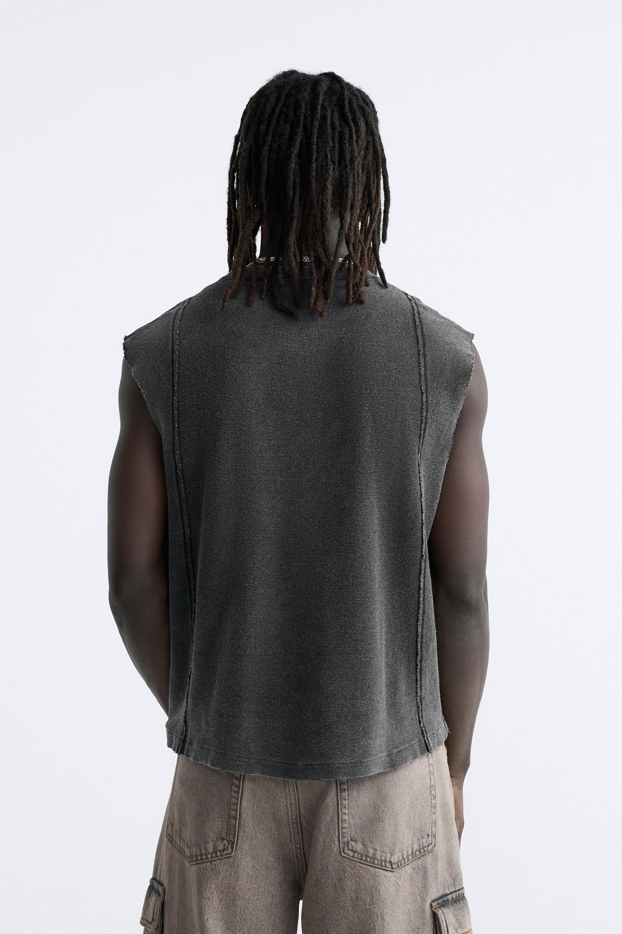 WASHED EFFECT KNIT T-SHIRT - Anthracite Gray | ZARA United 