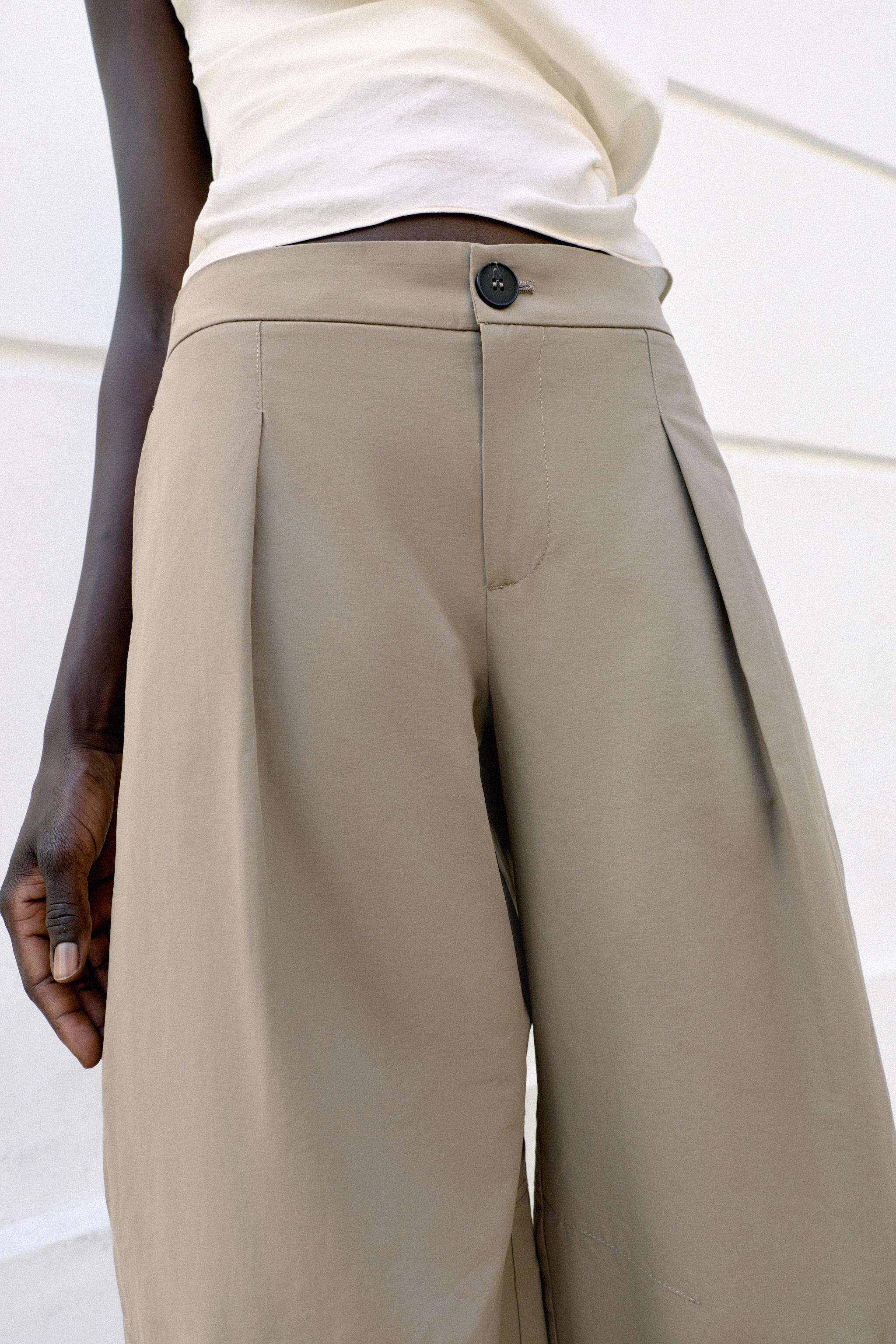 Женские брюки Zara POPLIN BARREL TROUSERS — фото 4