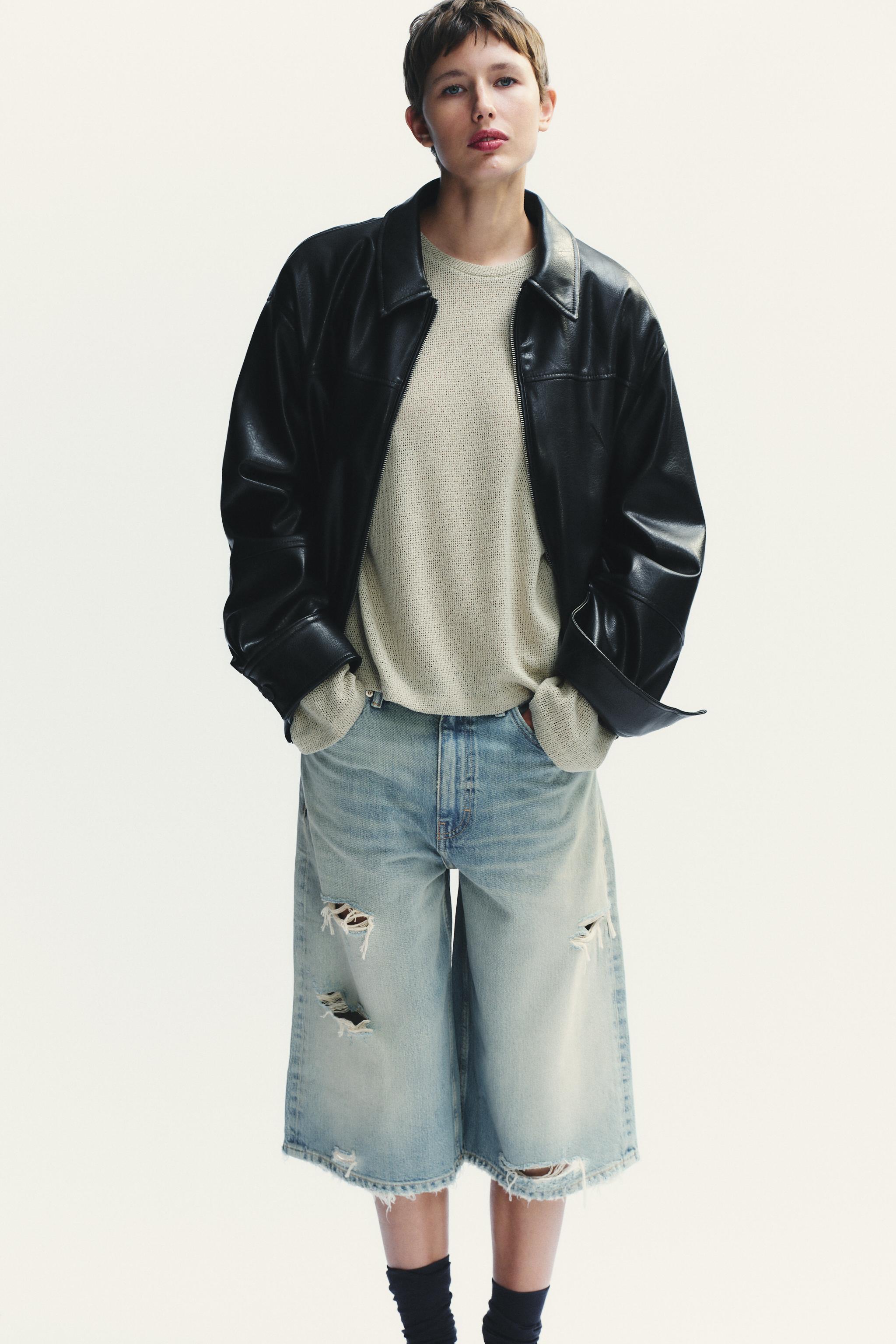 フェイクレザー ボンバージャケット - ブラック | ZARA Japan / 日本