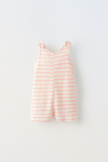 STRIPED KNIT JUMPSUIT - Neon orange by Zara - Image 0