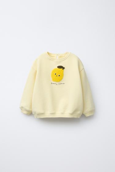 Zara LEMON PATCH SWEATSHIRT - Light green