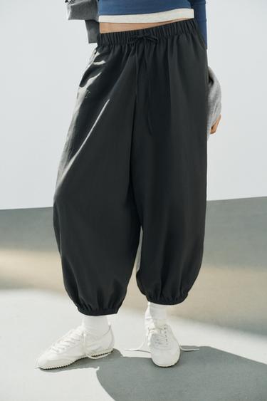 NYLON SAROUEL TROUSERS - Dark grey by Zara