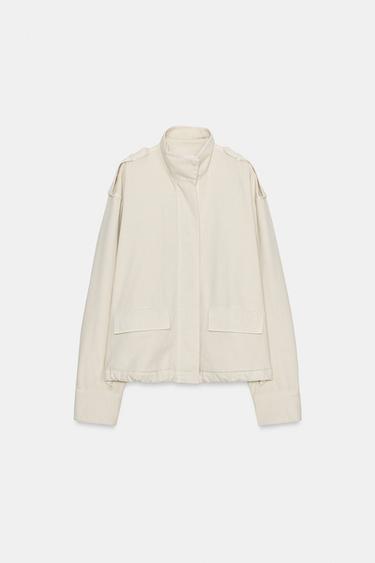 VESTE COL MONTANT - Blanc cassé de Zara
