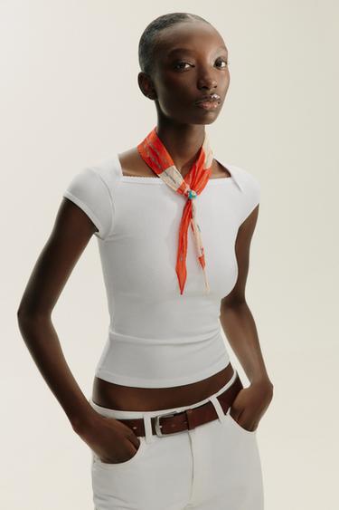 PRINTED BANDANNA CHERRY blossom PIECE - Red by Zara