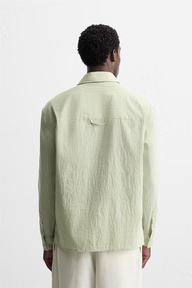 CHEMISE RAYURES TEXTURÉES - Bleu / Vert de Zara - Image 2