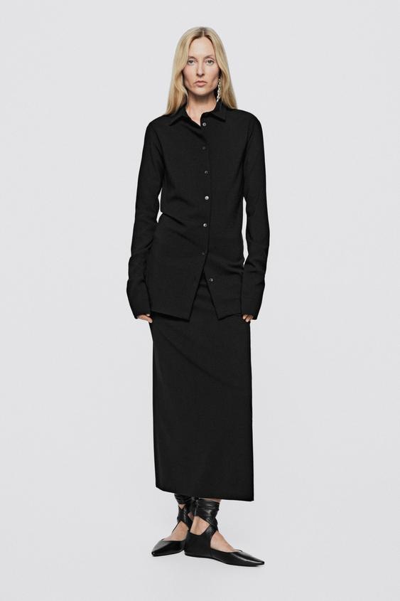 Falda larga stretch mezcla lana - LIMITED EDITION - Negro de Zara - Imagen 0