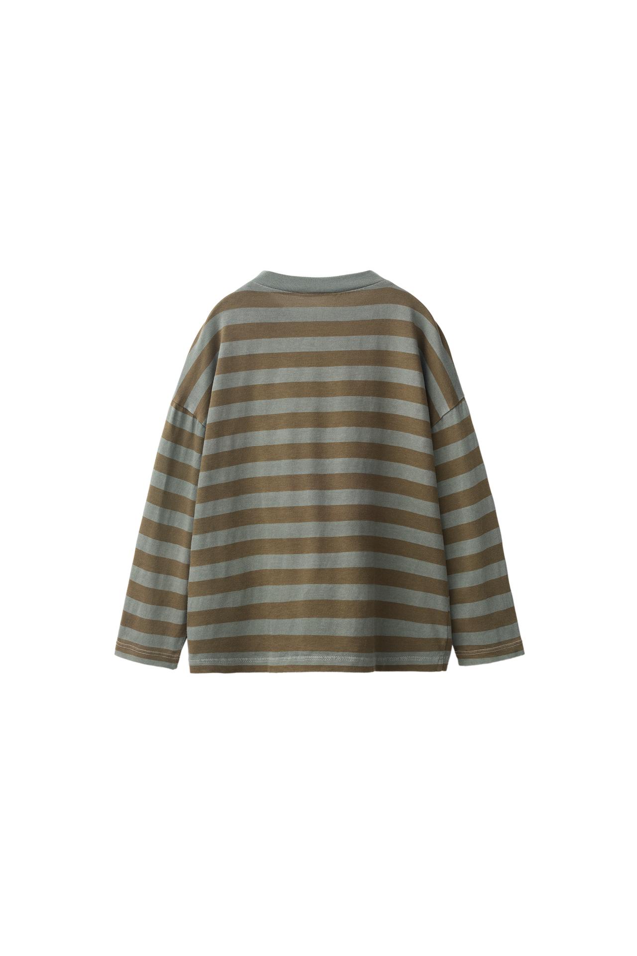 STRIPED PRINT T-SHIRT — Dark khaki
