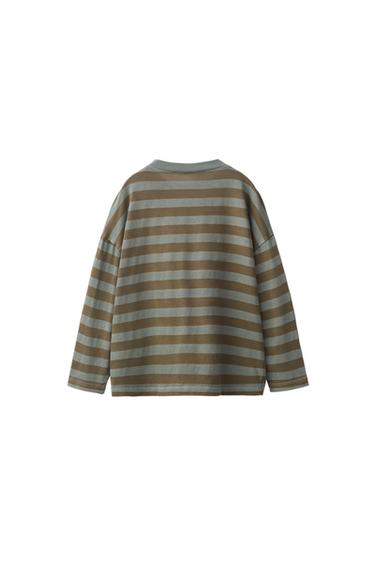 STRIPED PRINT T-SHIRT — Dark khaki 2