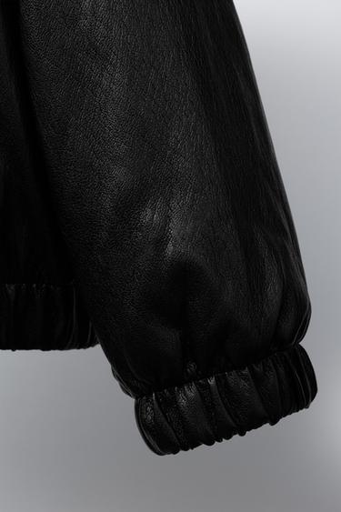 FAUX LEATHER PUFFER JACKET - Black by Zara - Image 5