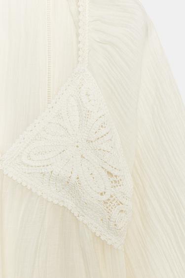 CROCHET CONTRAST BLOUSE - Ecru by Zara - Image 6