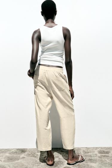 LINEN BLEND BALLOON TROUSERS - Sand by Zara - Image 4