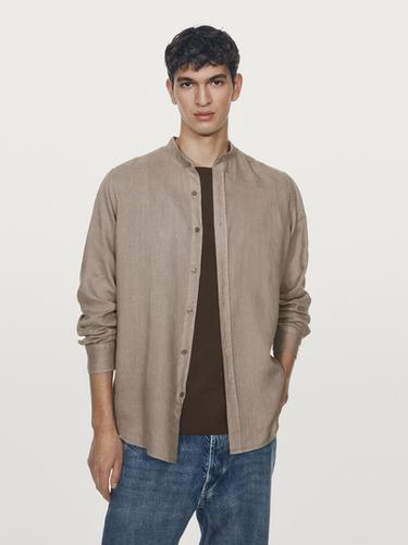 Zara Slim fit stand collar shirt - Tortoise shell