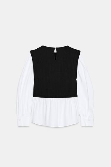 BLOUSE BIMATIÈRE EN POPELINE - Noir de Zara - Image 5