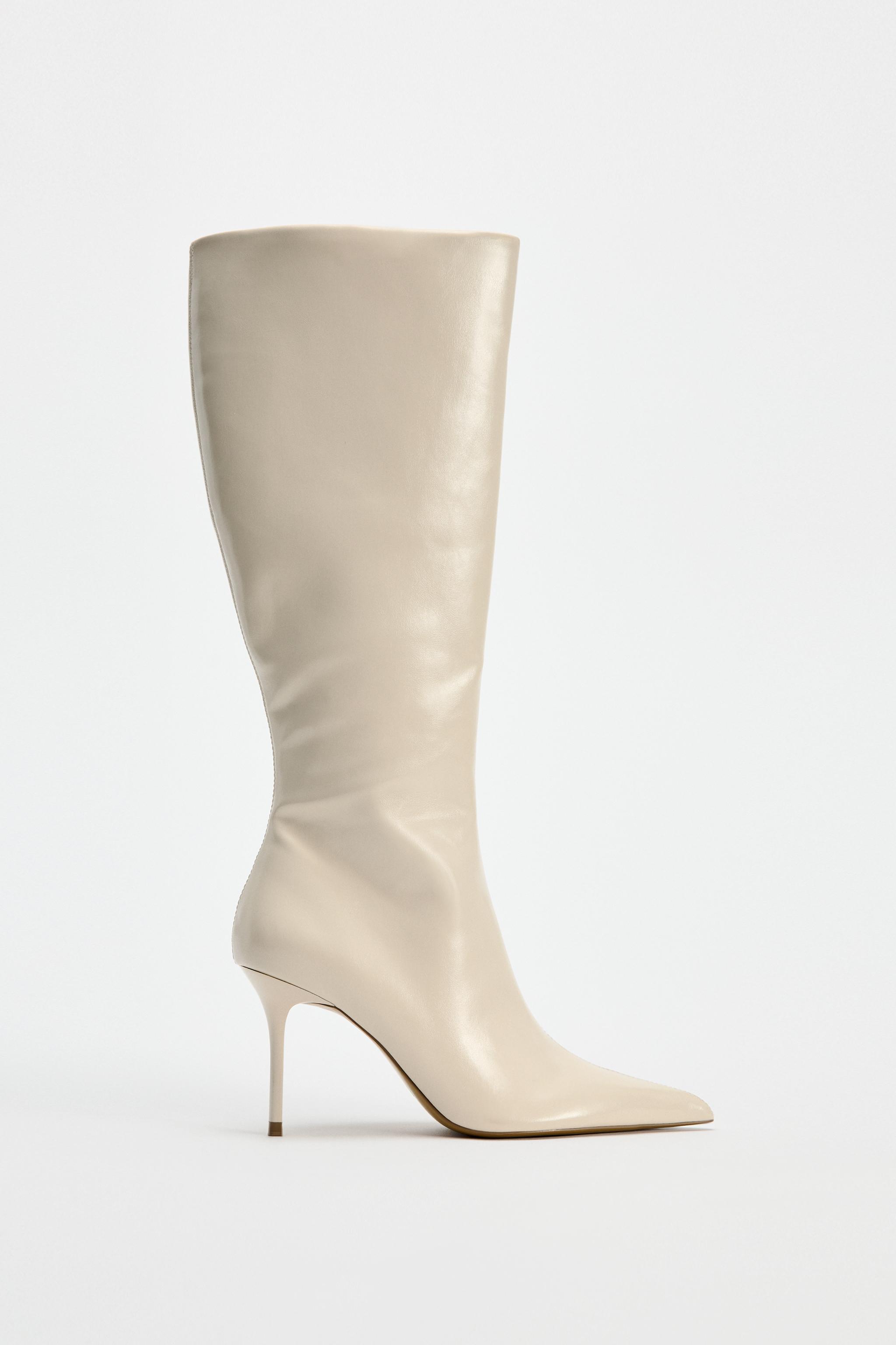 Zara Thin Heeled Boots White Women