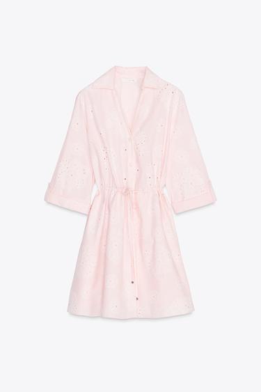 DRESS WITH RUBBERISED EMBROIDERY - Pink by Zara