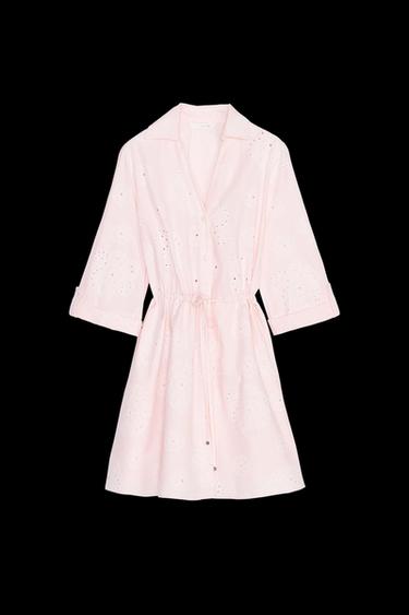 VESTIDO BORDADOS ENGOMADOS - Rosa de Zara - Imagen 0